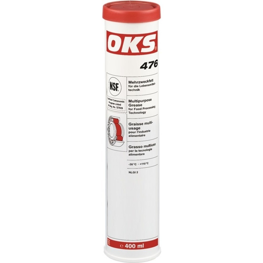 Produktabbildung: OKS Mehrzweckfett f.d. Lebensmitteltechnik OKS 476, NSF H1, 400 ml weiß, Kartusche