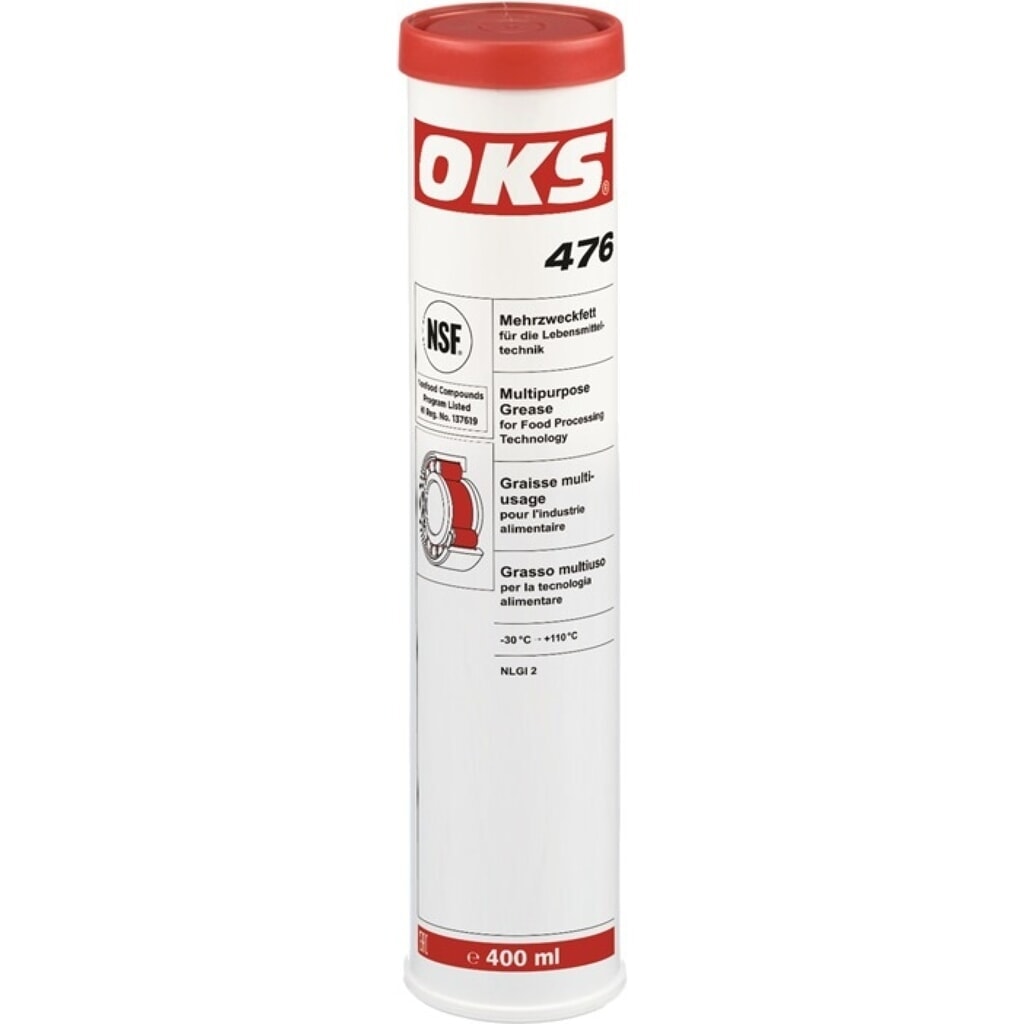 Produktabbildung: OKS Mehrzweckfett f.d. Lebensmitteltechnik OKS 476, NSF H1, 400 ml weiß, Kartusche