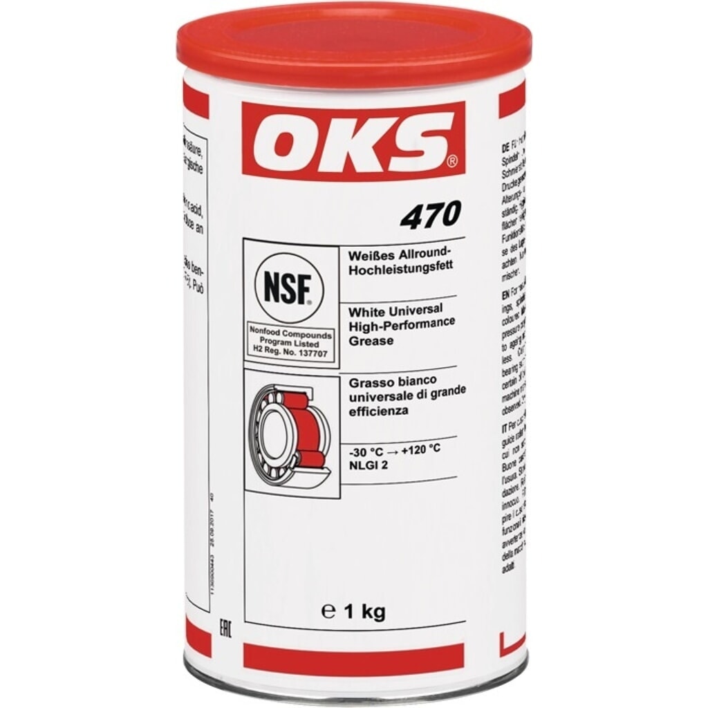 Produktabbildung: OKS Weißes Allround-Hochleistungsfett OKS 470, NSF H2, weiß, Dose, 1 kg