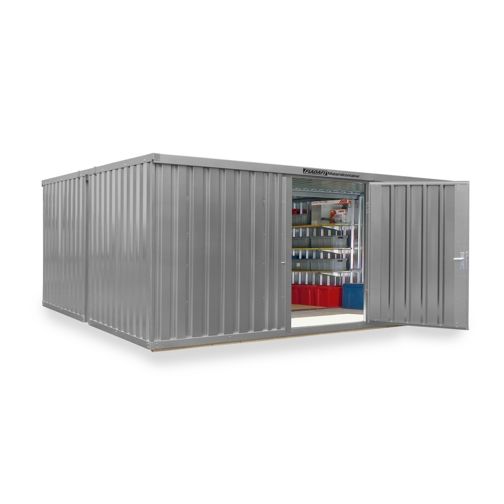 Product afbeelding: FLADAFI® combinatie materiaalcontainers, geverfd, 2 modules, hxbxd 2.150 x 5.080 x 4.340 mm, voorgemonteerd, houten vloer, lichtgrijs
