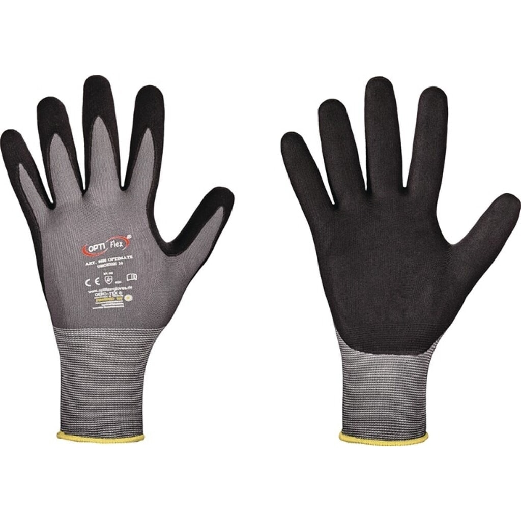 OPTIFLEX Handschuh OPTIMATE, EN 420/EN 388 PSA-Kategorie II, Größe 9 grau/schwarz Produktabbildung: OPTIFLEX Handschuh OPTIMATE, EN 420/EN 388 PSA-Kategorie II, Größe 9 grau/schwarz