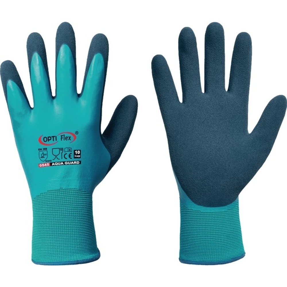 Produktabbildung: OPTIFLEX Handschuhe Aqua Guard Gr.10 blau EN 388