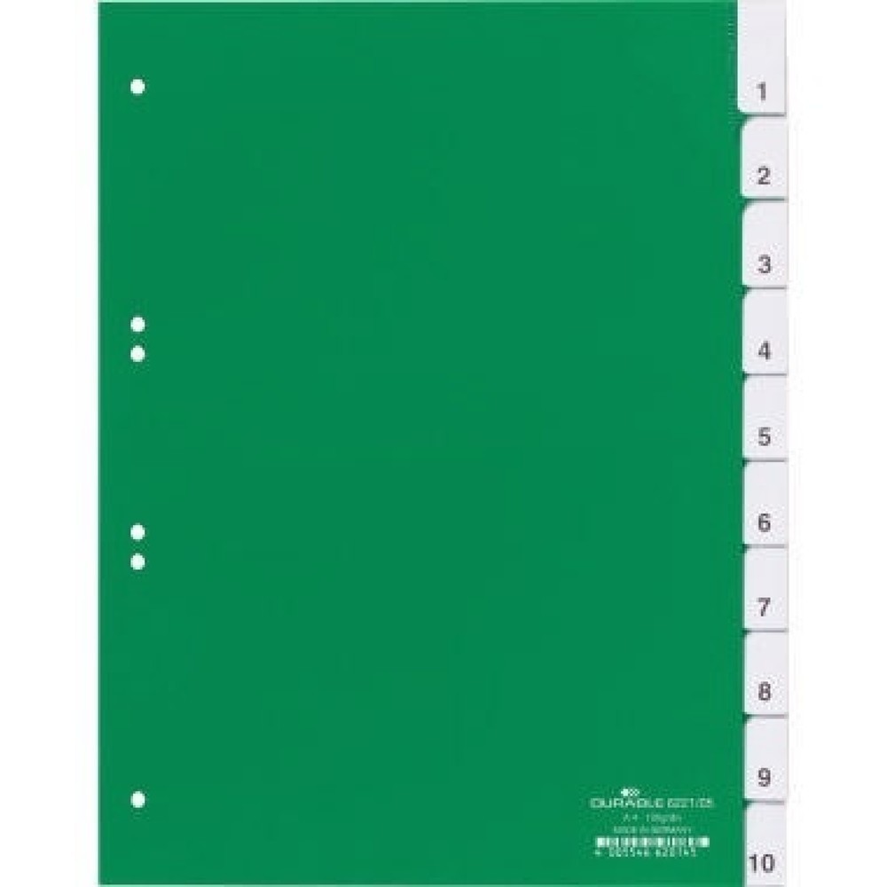 Produktabbildung: DURABLE Register 622105 DIN A4 10teilig Hartfolie grün