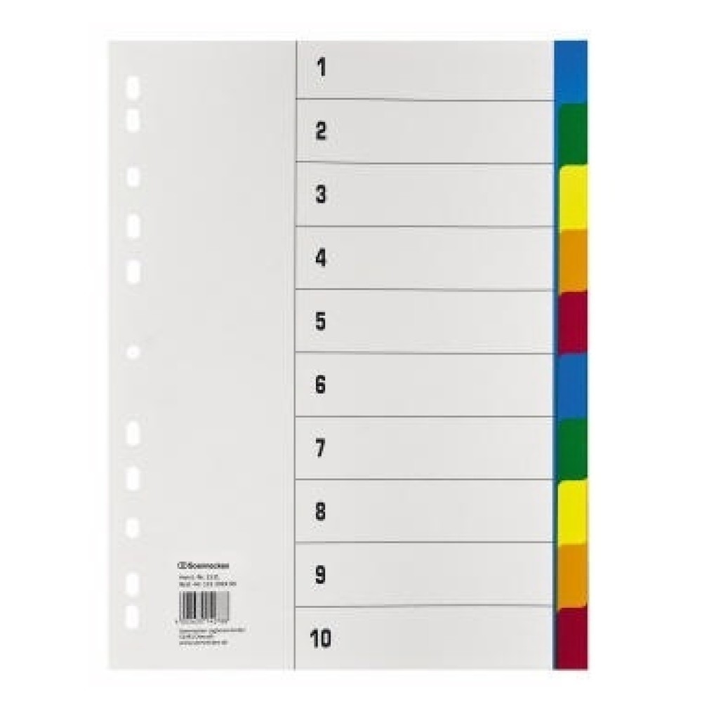 Produktabbildung: Soennecken Register 1531 DIN A4 blanko 10teilig PP farbig