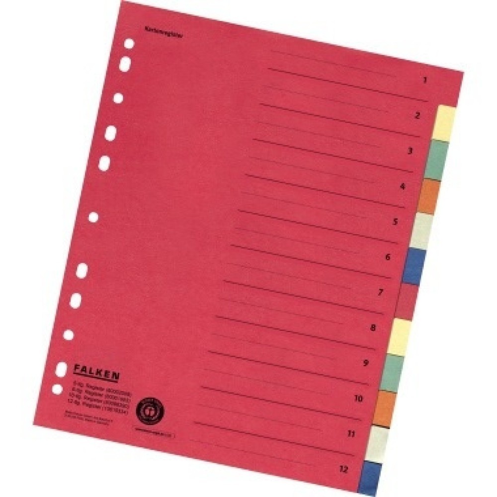 Produktabbildung: Falken Register 10615334 DIN A4 12teilig Manilakarton farbig
