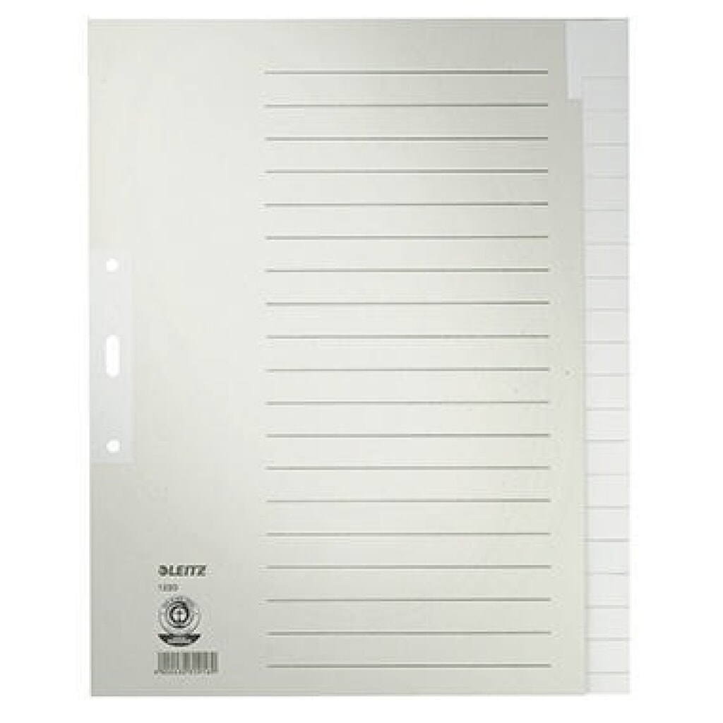 Leitz Register 12200085 blanko DIN A4 20teilig Papier grau Produktabbildung: Leitz Register 12200085 blanko DIN A4 20teilig Papier grau