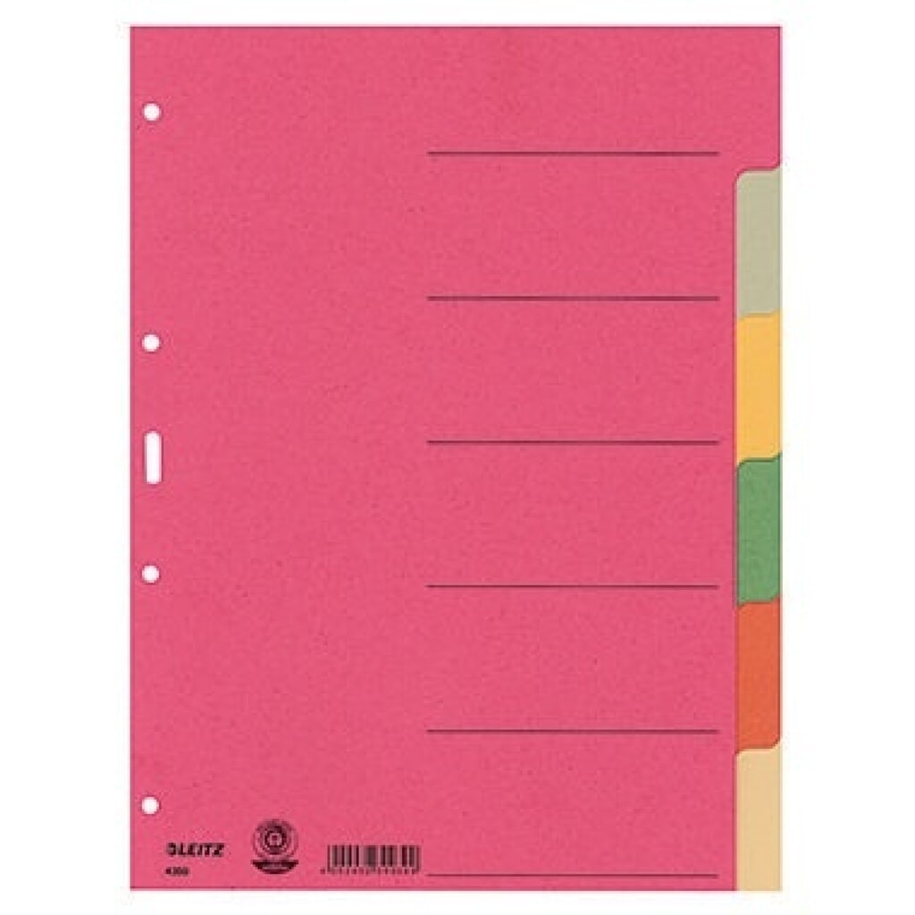 Produktabbildung: Leitz Register 43580000 blanko DIN A4 Karton farbig sortiert