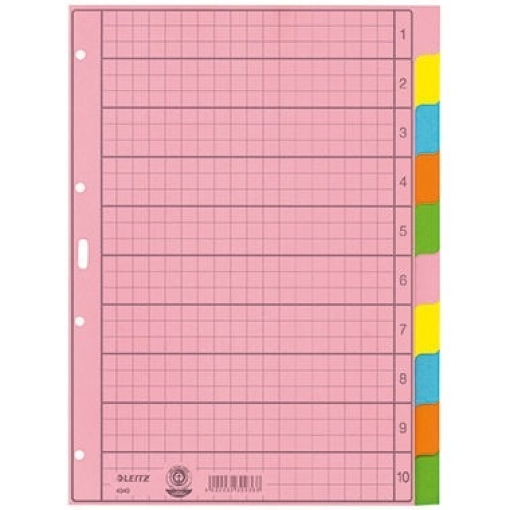 Produktabbildung: Leitz Register 43400000 blanko DIN A4 10teilig Papier sortiert