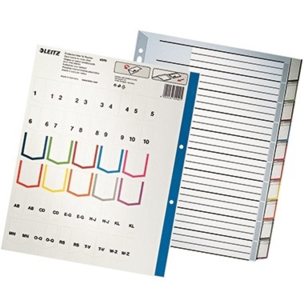 Leitz Register 43700000 blanko DIN A4 10teilig PP grau Produktabbildung: Leitz Register 43700000 blanko DIN A4 10teilig PP grau