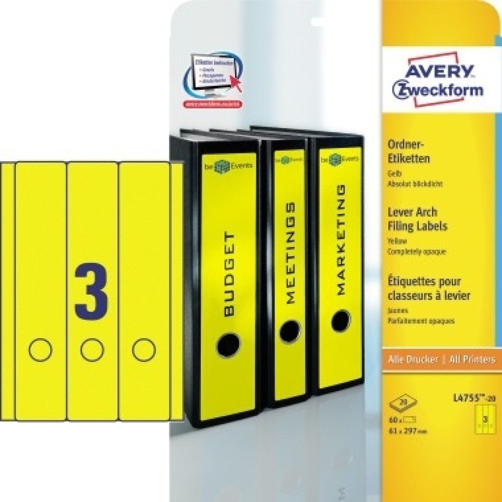 Produktabbildung Nr. 1: Avery Zweckform Ordneretikett L4755-20 lang/breit ge 60 St./Pack.