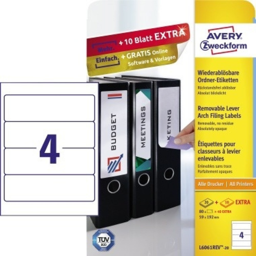 Produktabbildung: Avery Zweckform Etikett L6061REV-20 59x192mm wiederablösbar
