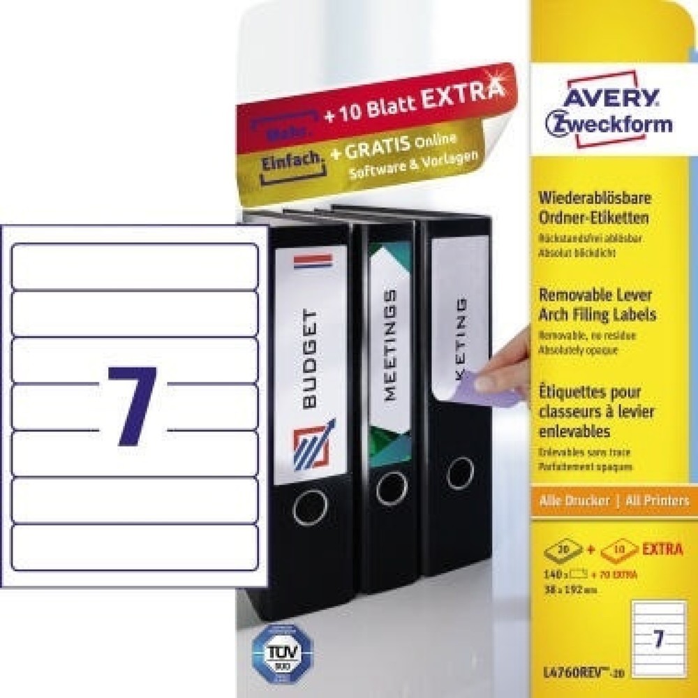 Produktabbildung: Avery Zweckform Etikett L4760REV-20 38x192mm wiederablösbar