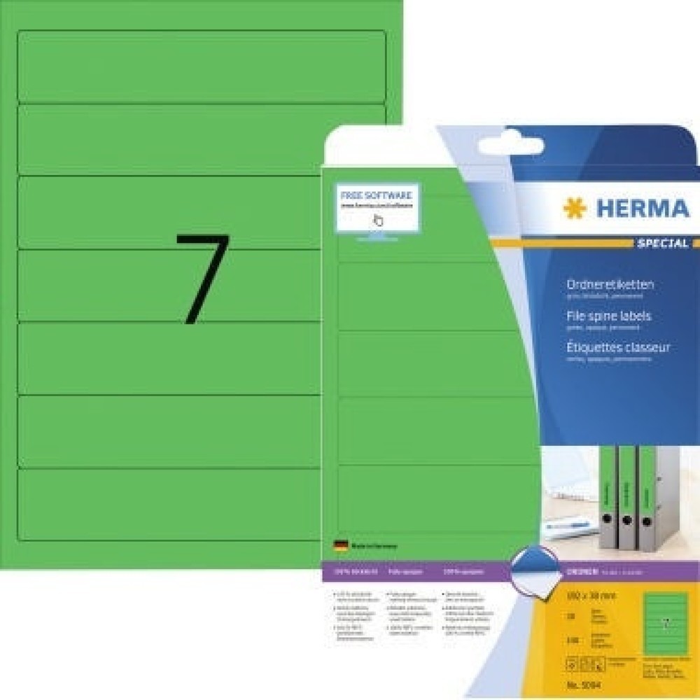 Produktabbildung: HERMA Ordneretikett 5094 kurz/schmal sk grün 140 St./Pack.