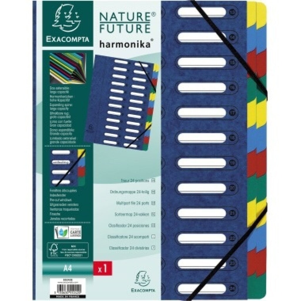 Exacompta Ordnungsmappe Harmonika 55242E DIN A4 24Fächer blau Produktabbildung: Exacompta Ordnungsmappe Harmonika 55242E DIN A4 24Fächer blau