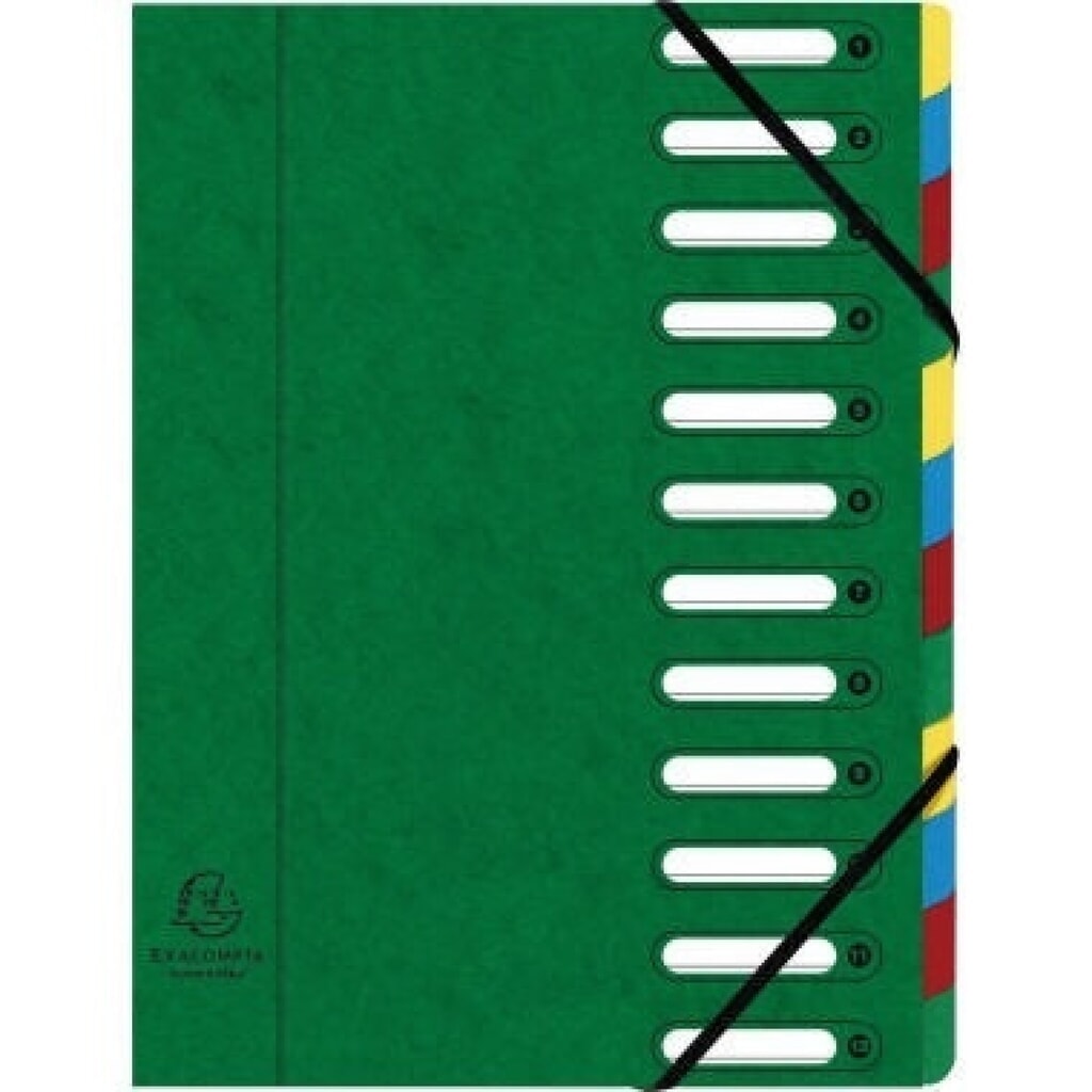 Exacompta Ordnungsmappe Harmonika 55123E DIN A4 12Fächer grün Produktabbildung: Exacompta Ordnungsmappe Harmonika 55123E DIN A4 12Fächer grün
