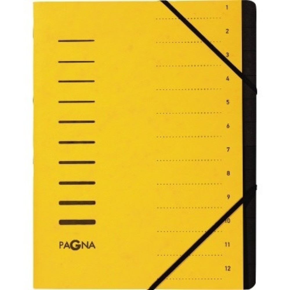 Produktabbildung: PAGNA Ordnungsmappe 40059-05 DIN A4 12Fächer Pressspankarton gelb