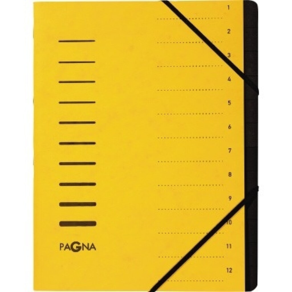Produktabbildung: PAGNA Ordnungsmappe 40059-05 DIN A4 12Fächer Pressspankarton gelb