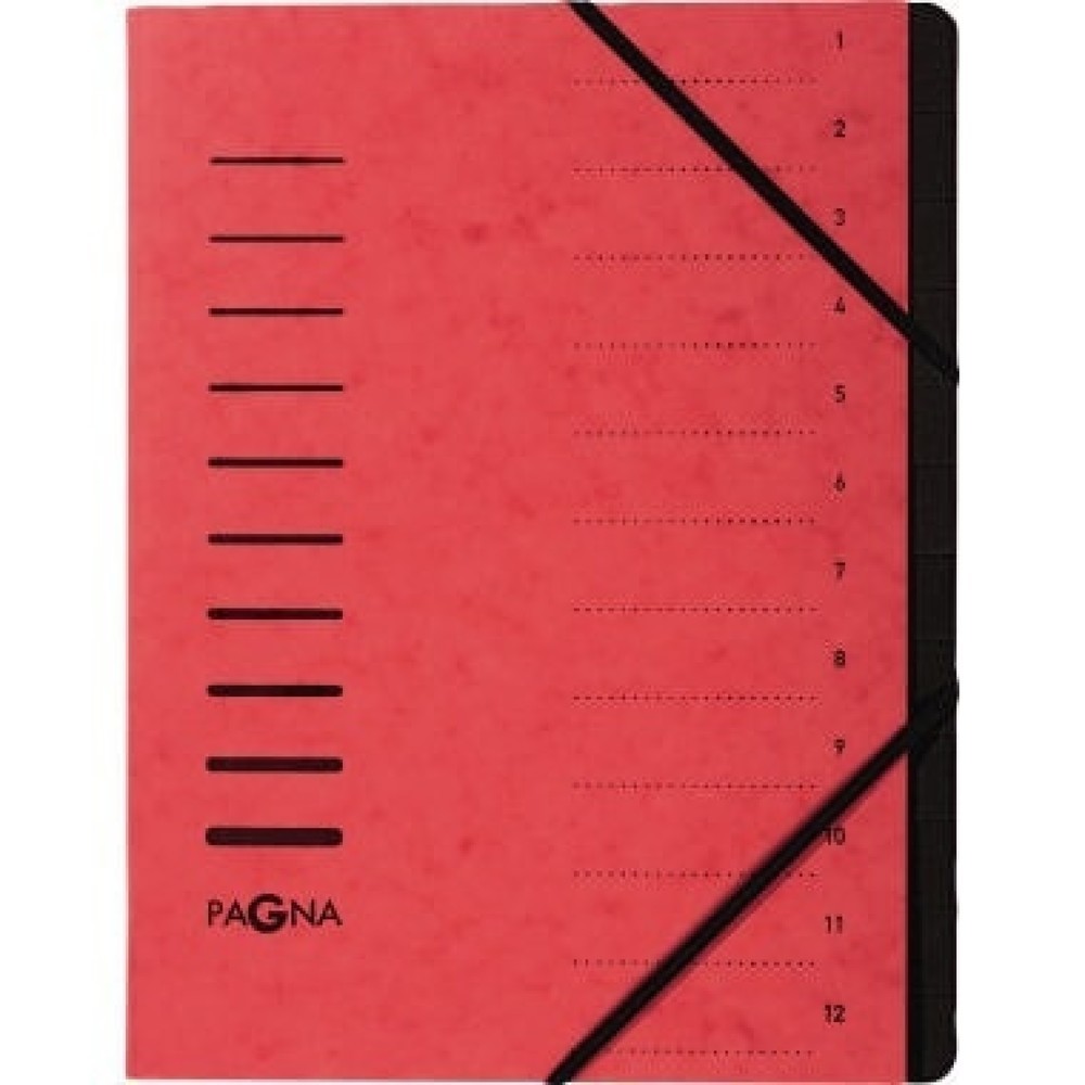 Produktabbildung Nr. 1: PAGNA Ordnungsmappe 40059-01 DIN A4 12Fächer Pressspankarton rot