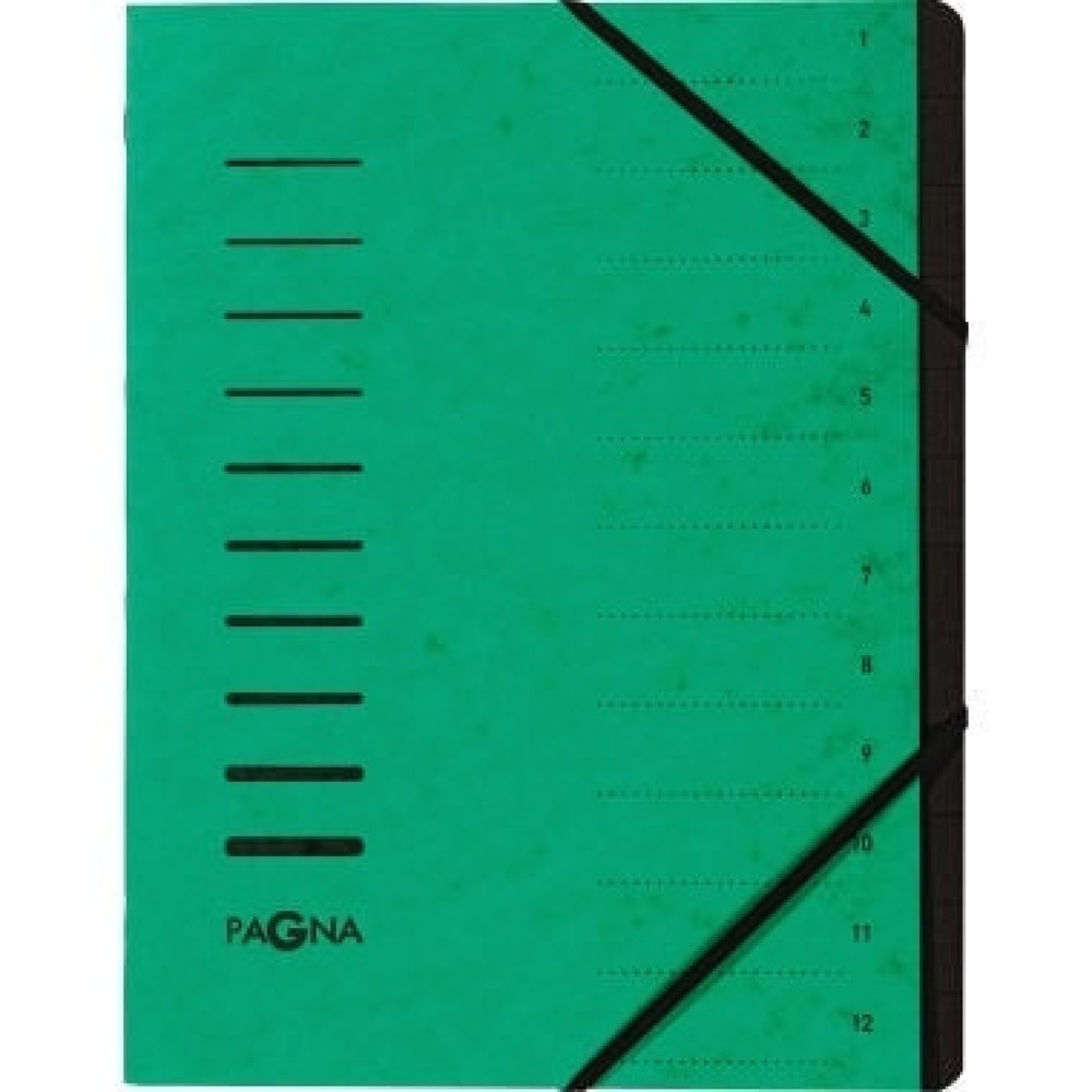 Produktabbildung: PAGNA Ordnungsmappe 40059-03 DIN A4 12Fächer Pressspankarton grün