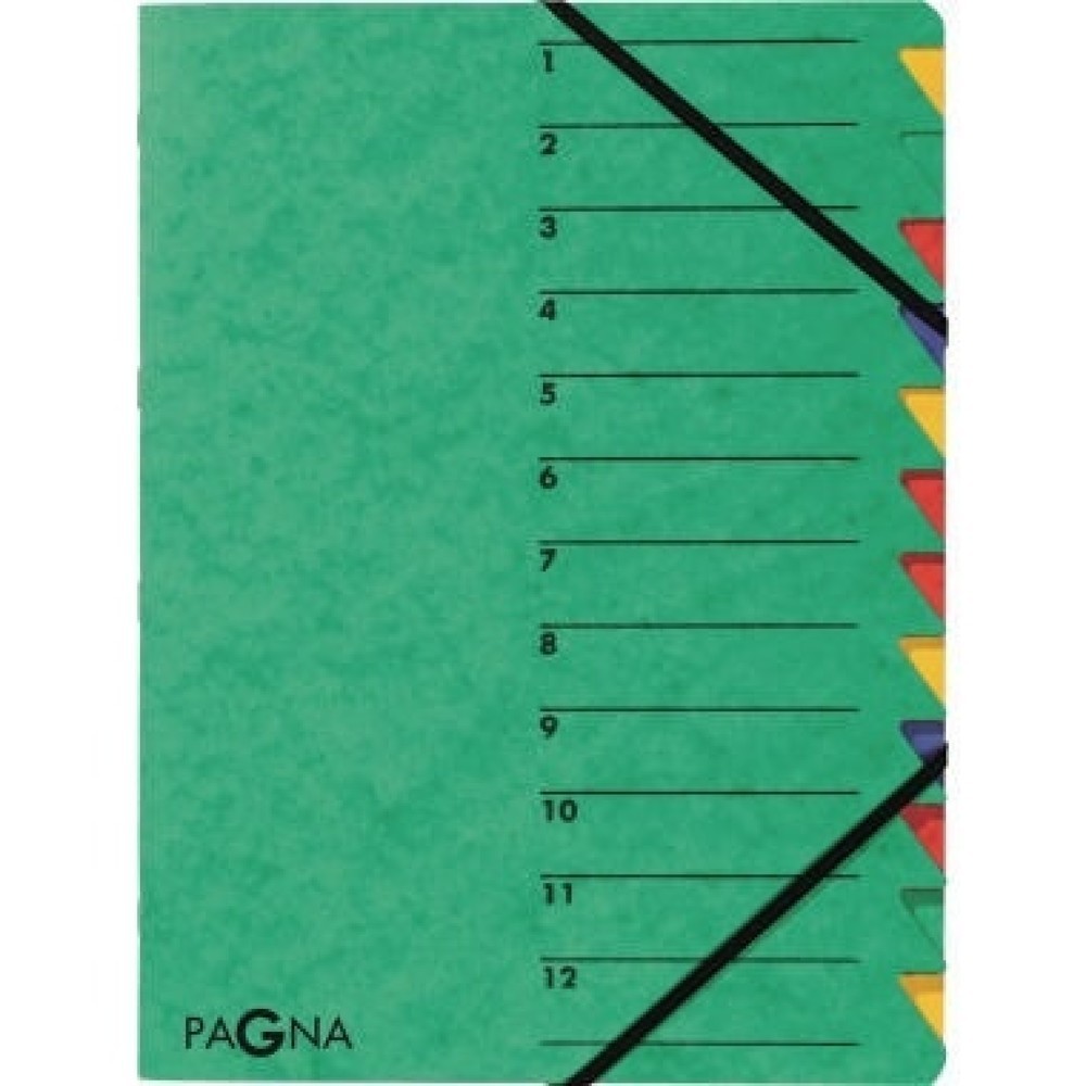 Produktabbildung: PAGNA Ordnungsmappe EASY 24131-08 DIN A4 12Fächer Pressspan grün