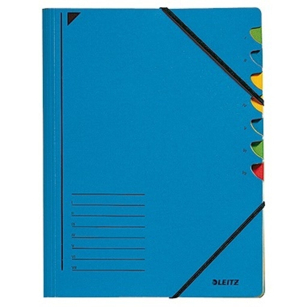 Leitz Ordnungsmappe 39070035 DIN A4 7Fächer farbig Karton blau Produktabbildung: Leitz Ordnungsmappe 39070035 DIN A4 7Fächer farbig Karton blau