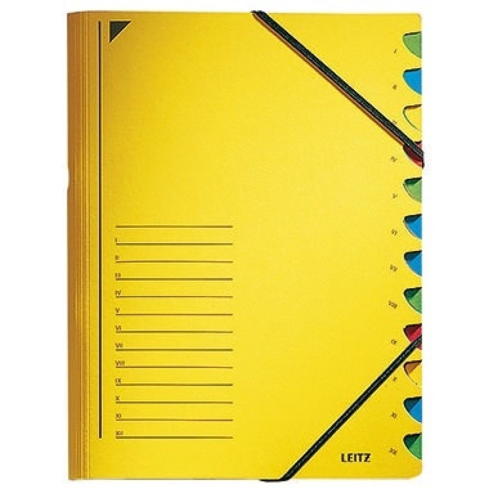 Produktabbildung: Leitz Ordnungsmappe 39120015 DIN A4 12 Fächer farbig Karton gelb