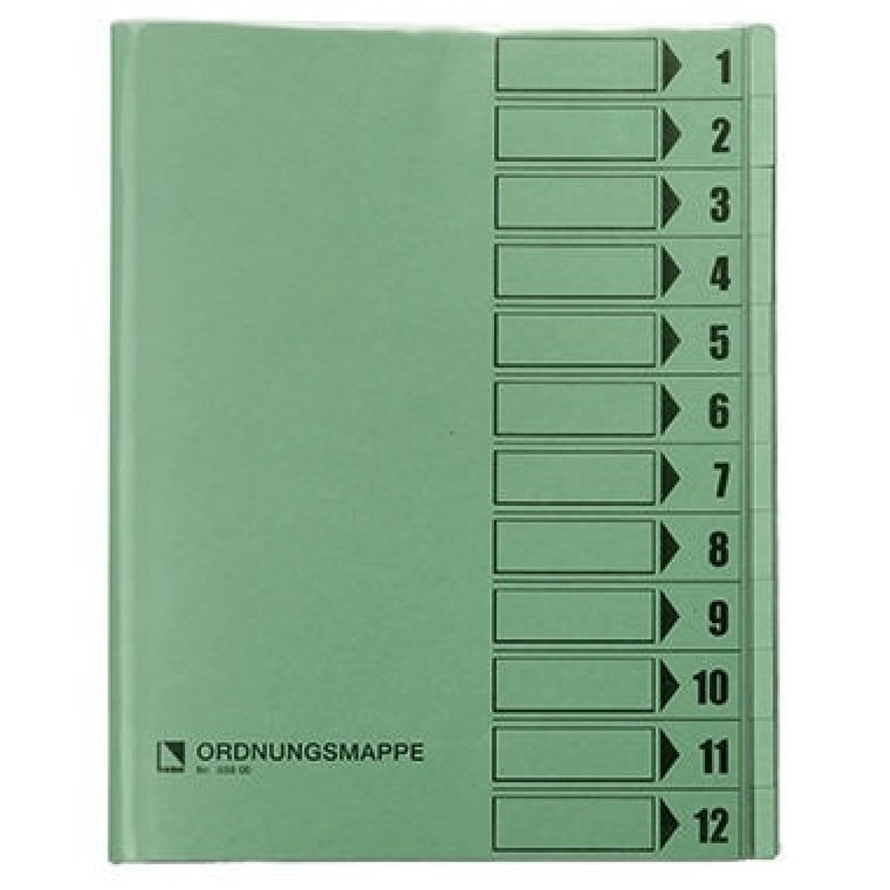 Produktabbildung: Bene Ordnungsmappe 083800GN DIN A4 12Fächer PVC grün
