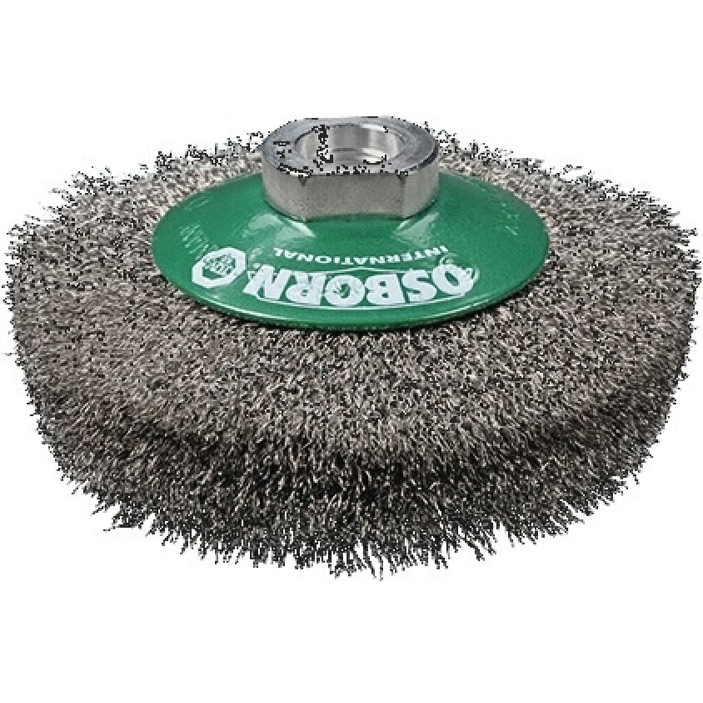 OSBORN Kegelbürste, Stahl 10 mm, Ø 100 mm Drahtstärke 0,3 mm, 12500 min-¹ Produktabbildung: OSBORN Kegelbürste, Stahl 10 mm, Ø 100 mm Drahtstärke 0,3 mm, 12500 min-¹