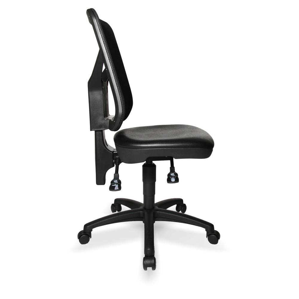 Číslo obrázka výrobku 3: Otočná stolička Topstar® Tec 80 PK, výška sedenia 410 – 530 mm, sieťované operadlo, kolieska, čierna farba