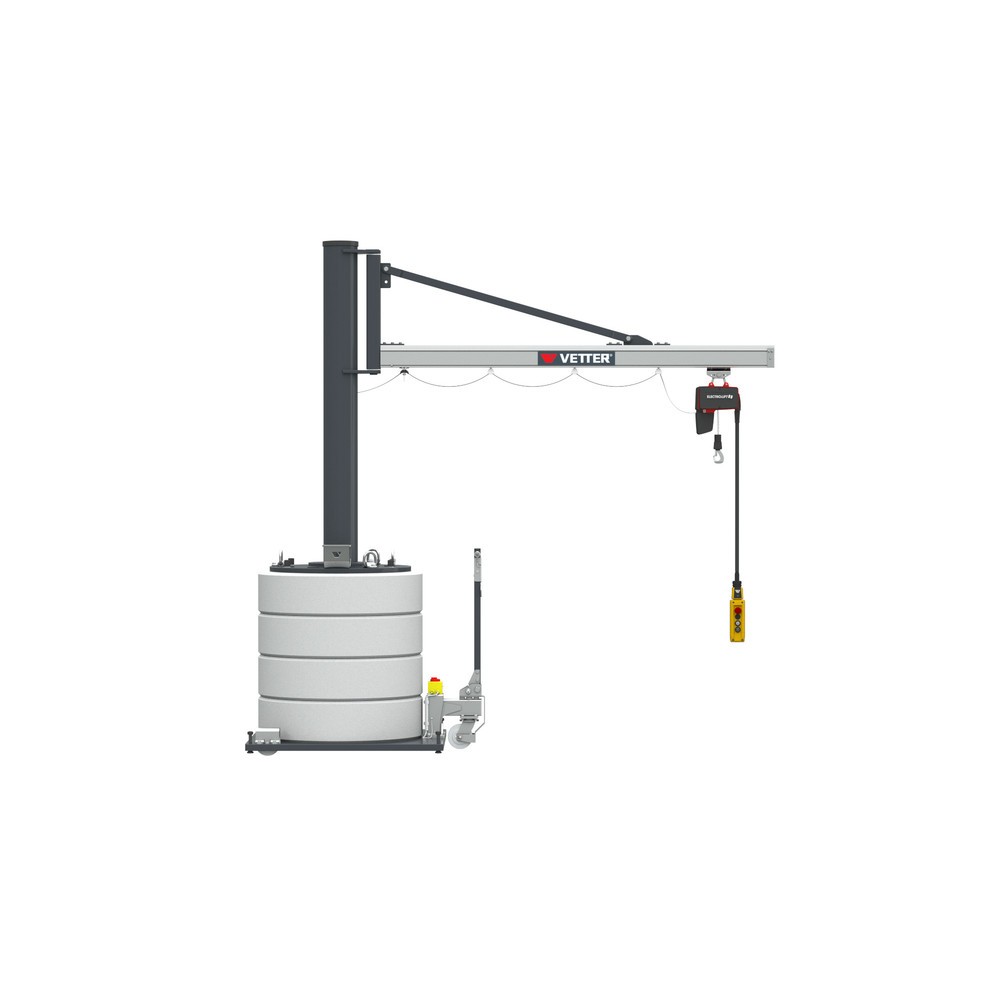 Obrázok výrobku: Otočný žeriav VETTER® vrát. elektrického kladkostroja LIFTKET, rozsah otáčania 270°, polomer 2 900 mm, nosnosť 125 kg