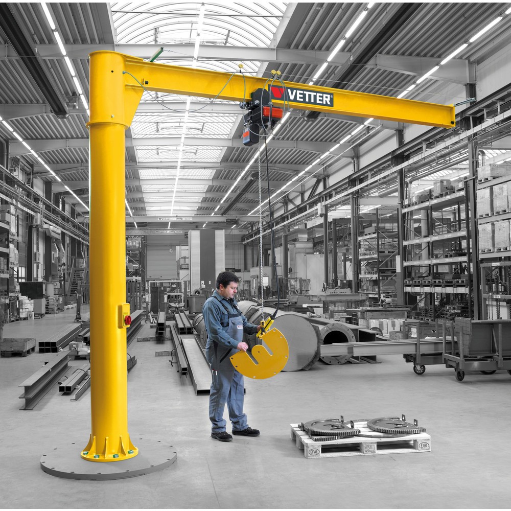 Číslo obrázka výrobku 5: Otočný žeriav VETTER® s elektrickým kladkostrojom LIFTKET, stĺpové vyhotovenie, rozsah otáčania 360°, polomer 3 000 mm, nosnosť 125 kg