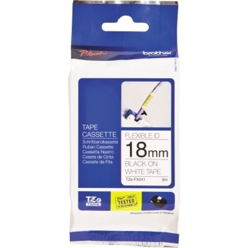 P-touch Schriftband TZEFX241 18mmx8m sw auf ws Produktabbildung: P-touch Schriftband TZEFX241 18mmx8m sw auf ws