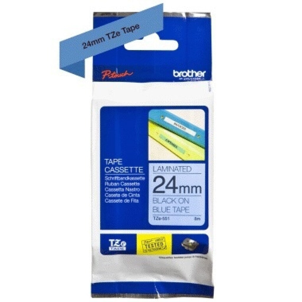 P-touch Schriftbandkassette TZE551 24mmx8m schwarz auf blau Produktabbildung: P-touch Schriftbandkassette TZE551 24mmx8m schwarz auf blau