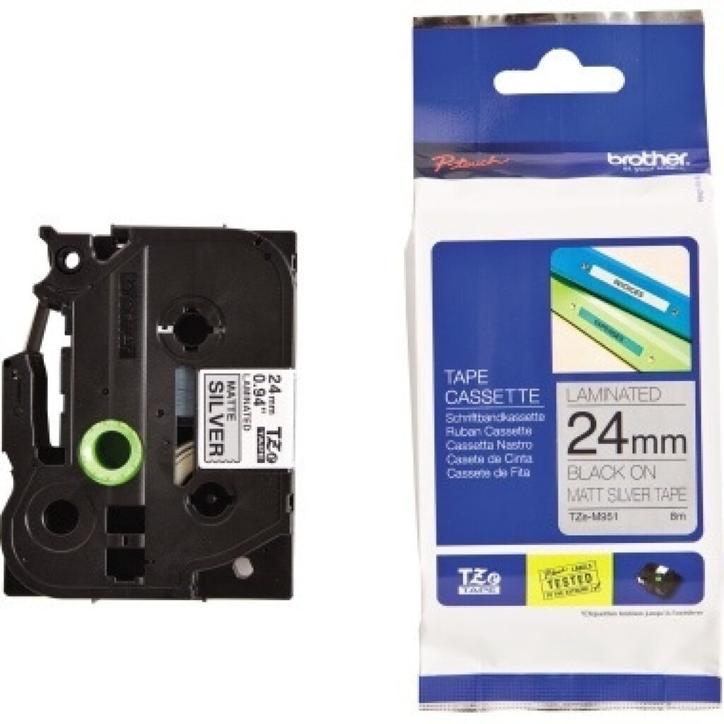 P-touch Schriftband TZEM951 24mmx8m sw auf si Produktabbildung: P-touch Schriftband TZEM951 24mmx8m sw auf si