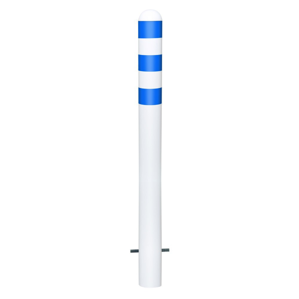 Zdjęcie produktu nr 1: Słupek ochronny do stacji ładujących II, Ø 108 mm, wysokość 800 mm, do osadzania w betonie, stal, powlekanych tworzywem sztucznym, niebieskie pierścienie odblaskowe