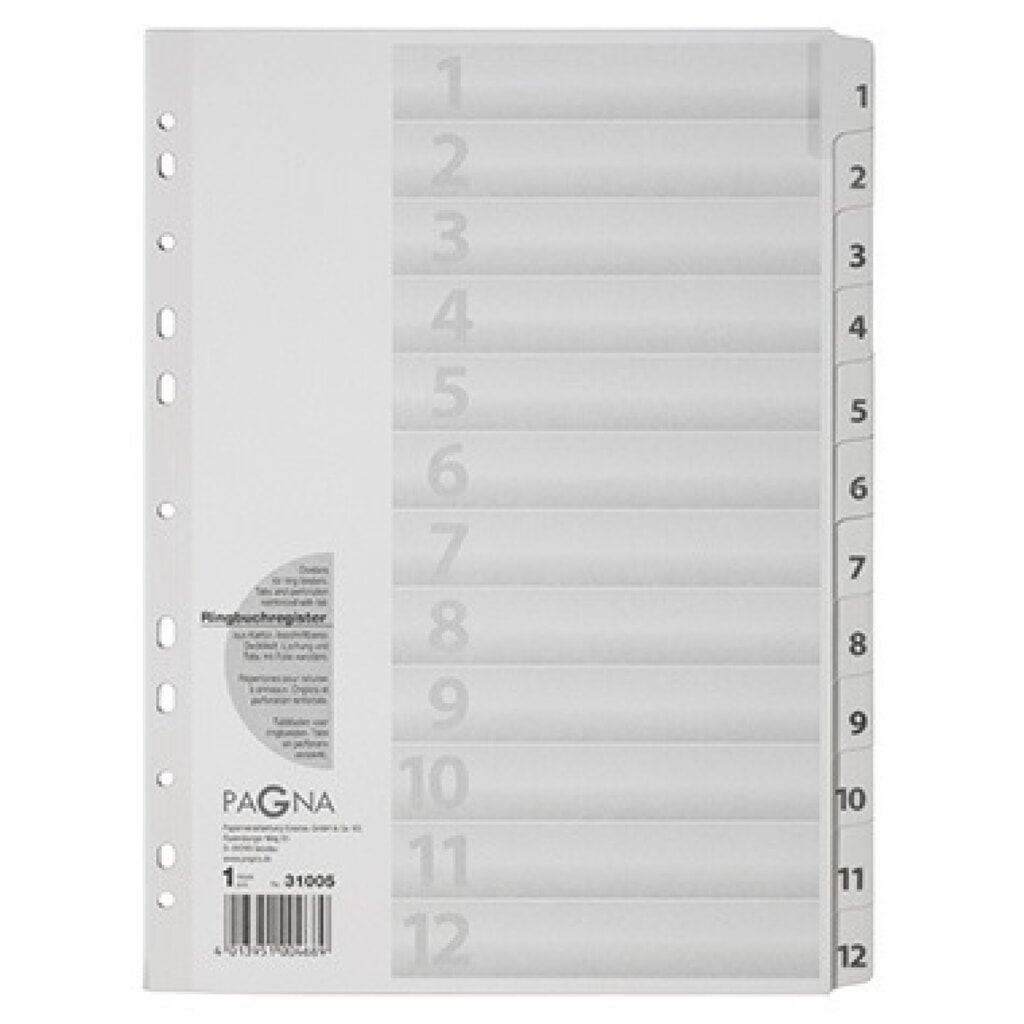 PAGNA Register 31005-08 1-12 DIN A4 12tlg ws Produktabbildung: PAGNA Register 31005-08 1-12 DIN A4 12tlg ws