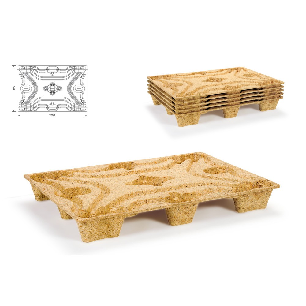 Zdjęcie produktu nr 2: Paleta do drewna sprężonego, format Euro, dł. 800 x 1200 mm, dyn. tk 900 kg, 9 stóp