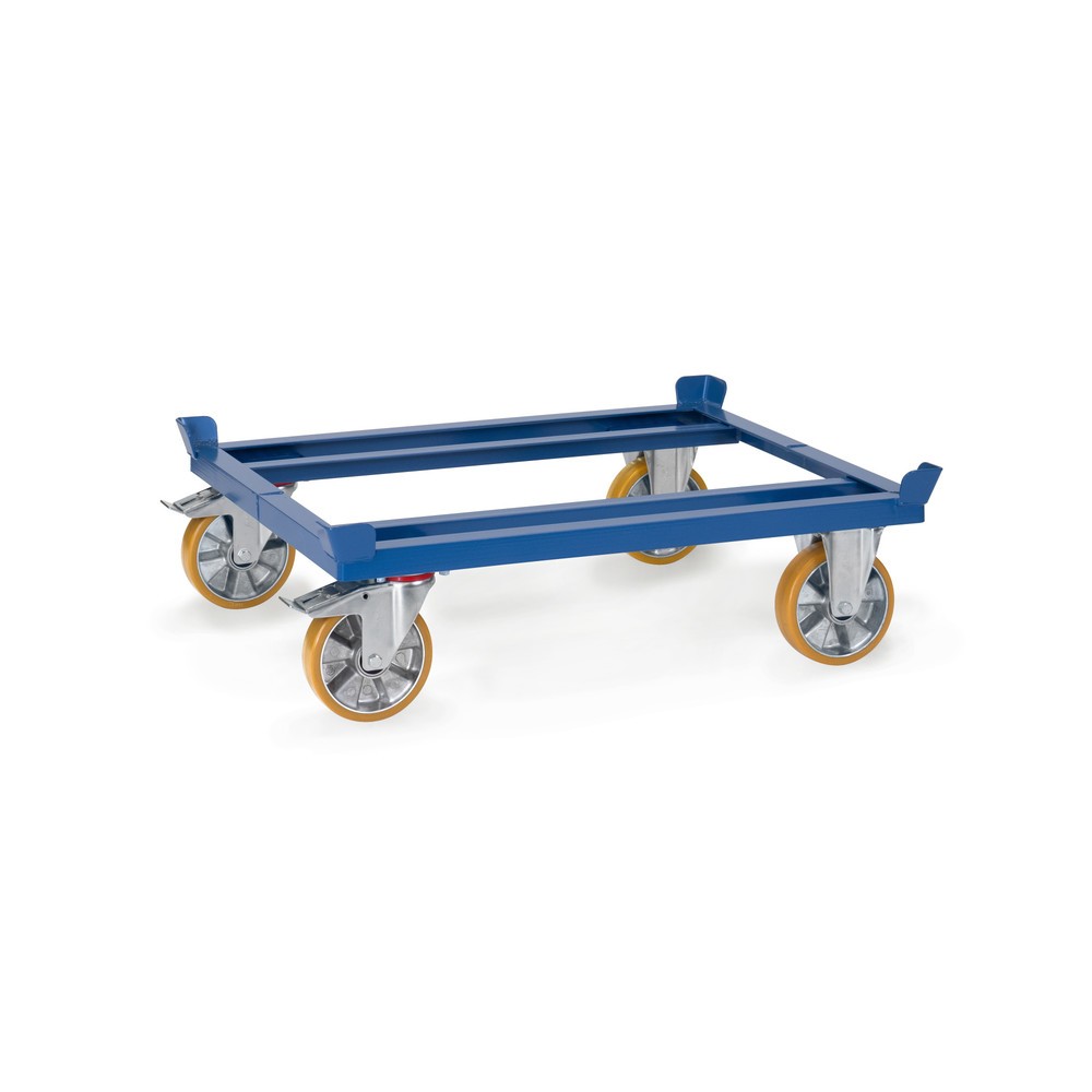 Obrázek produktu: Paletový podvozek fetra®, PU kolečka, nosnost 1 050 kg, 1 010 x 810 mm, zářivě modrá