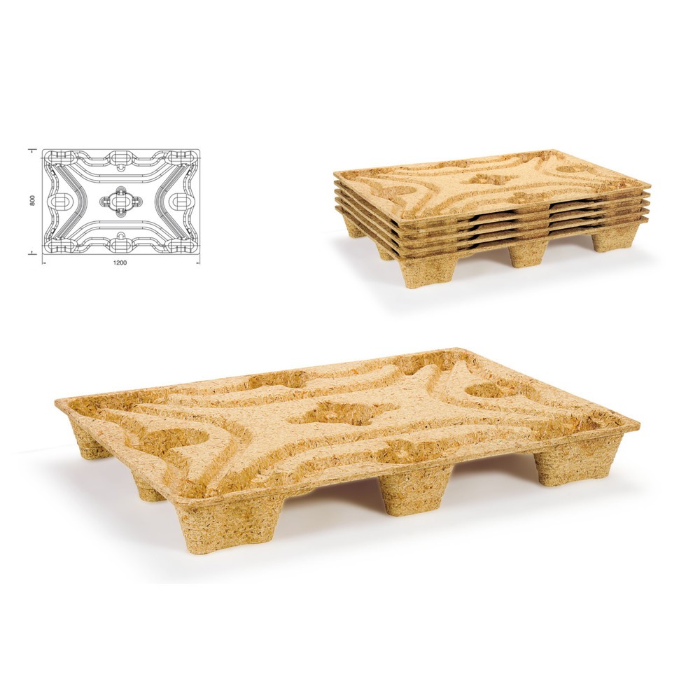 N° de l'image du produit 2 : Palette en bois pressé, format EURO, L x l 600 x 800 mm, capacité de charge dyn. 500 kg, 6 pieds