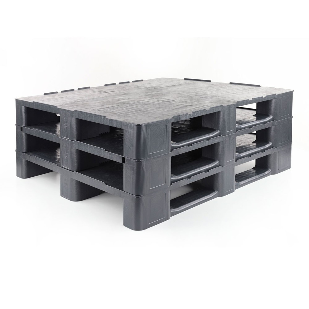 N° de l'image du produit 3 : Palette en plastique, 1 200x1 000x145 mm, avec plateau supérieur fermé