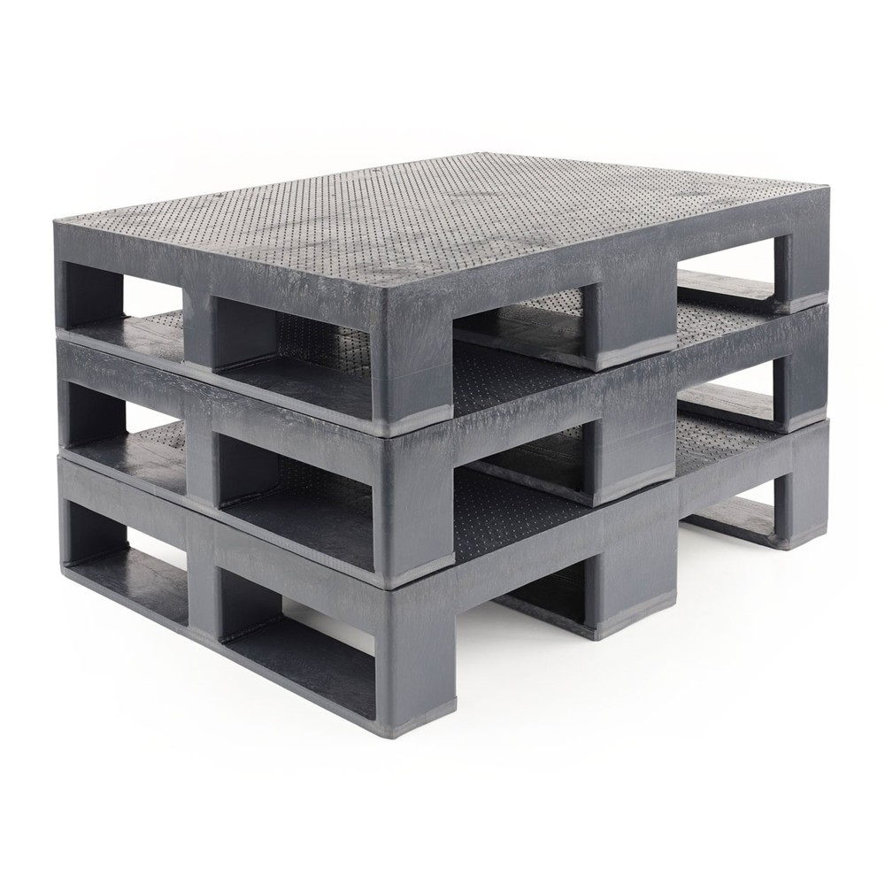 N° de l'image du produit 3 : Palette en plastique, gris foncé, 800x600x150 mm, avec revêtement antidérapant