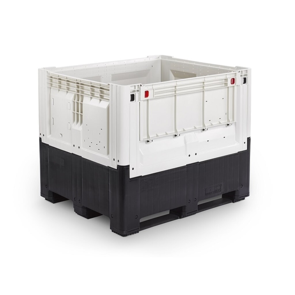 Palettenbox, klappbar, geschlossen, 1200x1000x973 mm, mit 3 Kufen Produktabbildung: Palettenbox, klappbar, geschlossen, 1200x1000x973 mm, mit 3 Kufen