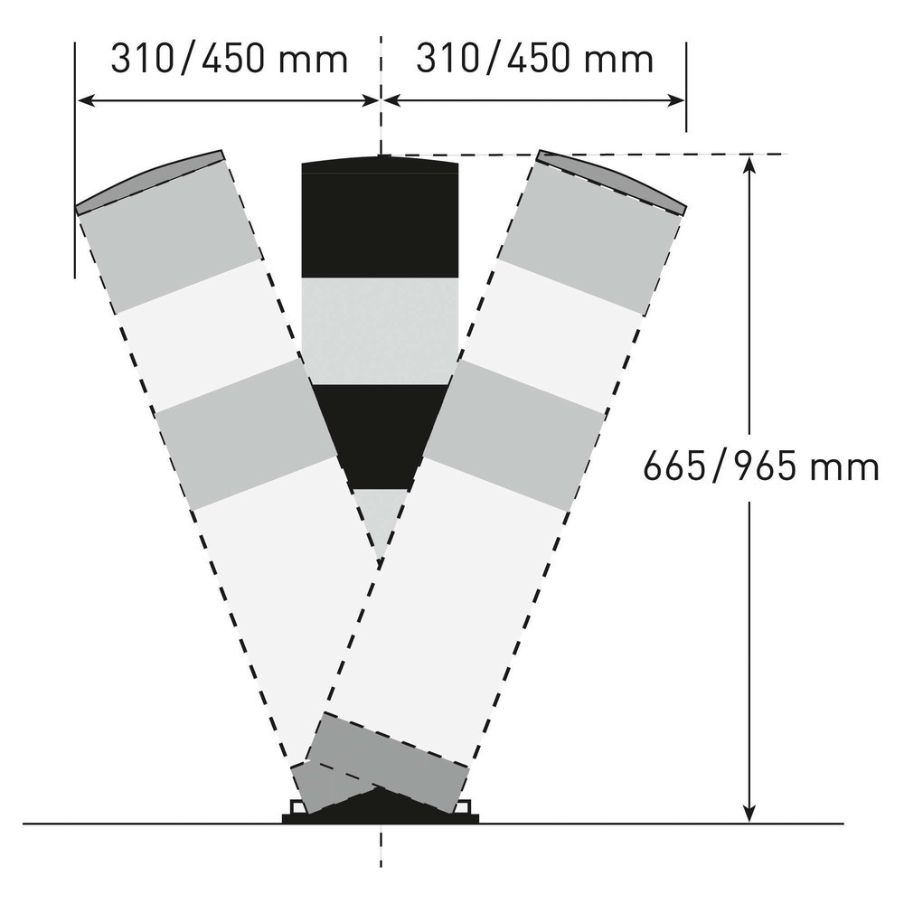 Immagine del prodotto n. 4: Paletto anticollisione MORAVIA inclinabile Swing, per interni, altezza 655 mm, Ø 159 mm