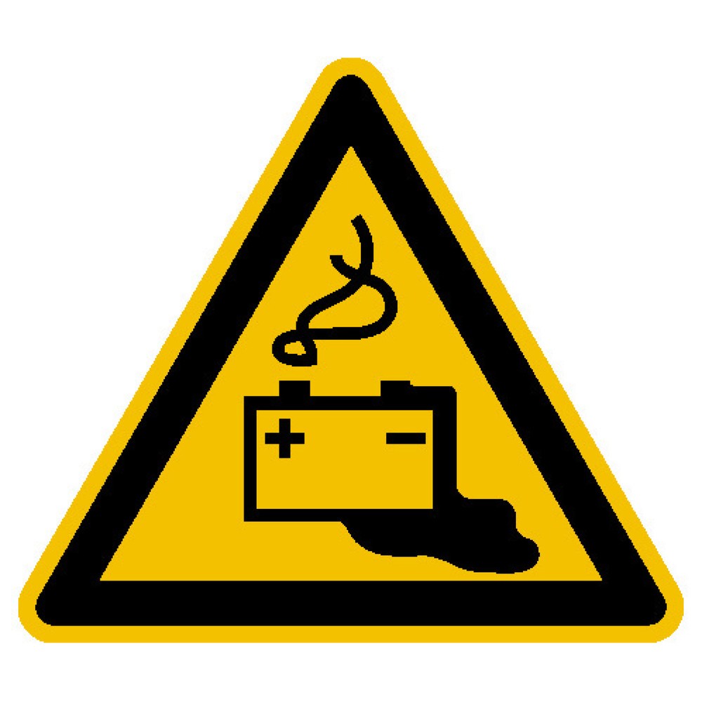 Illustration du produit: SafetyMarking® Avertissement sur les dangers des batteries, longueur de côté 100 mm, film