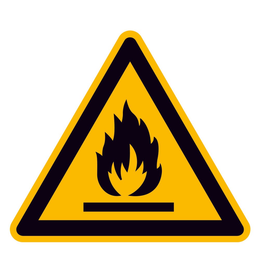 Illustration du produit: SafetyMarking® Avertissement relatif aux matières inflammables, longueur de côté 100 mm, film