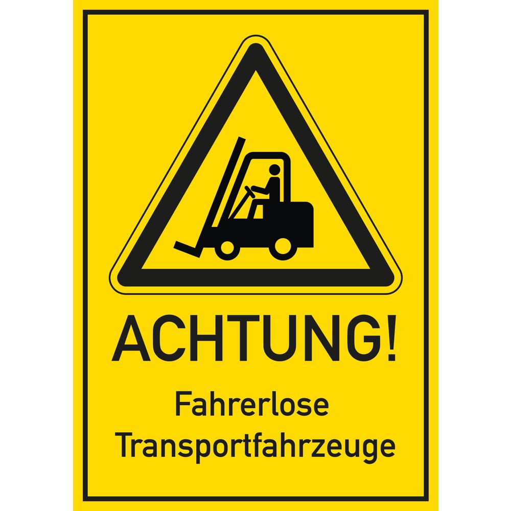 Illustration du produit: Panneau d’avertissement « Système de transport sans conducteur », jaune, l x H 300 x 420 mm