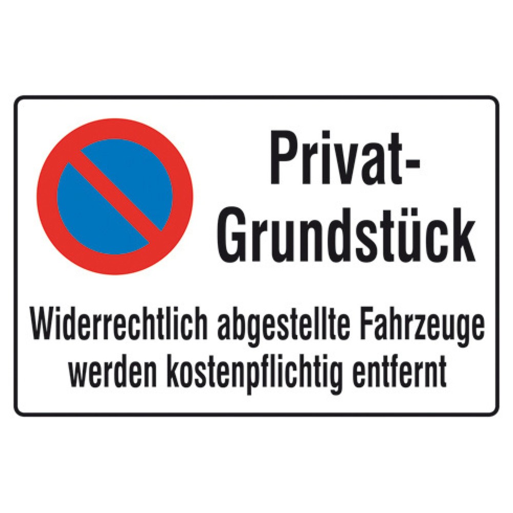 Illustration du produit: SafetyMarking® Panneau d’interdiction de stationner « Terrain privé », aluminium gaufré