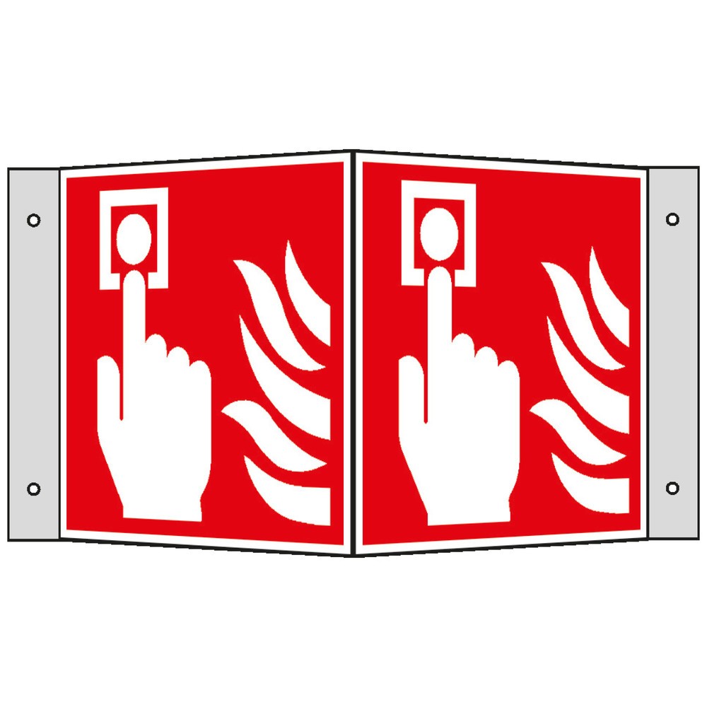 Illustration du produit: SafetyMarking® Détecteur d’incendie (manuel), coudé, H x l 150 x 150 mm, aluminium HI