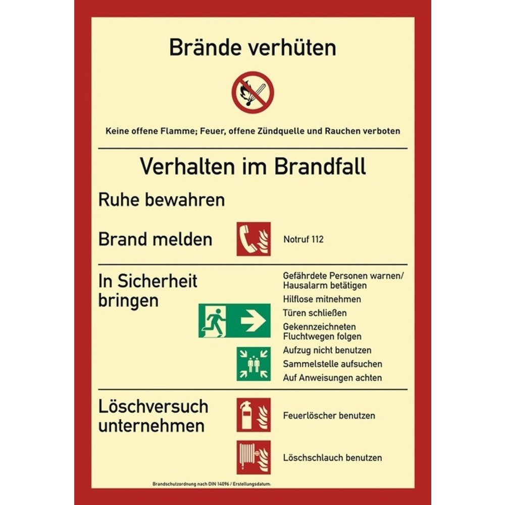 Illustration du produit: Panneau de protection incendie DIN EN ISO 7010, Règlement de protection contre les incendies, L 210 x l 297 mm, film