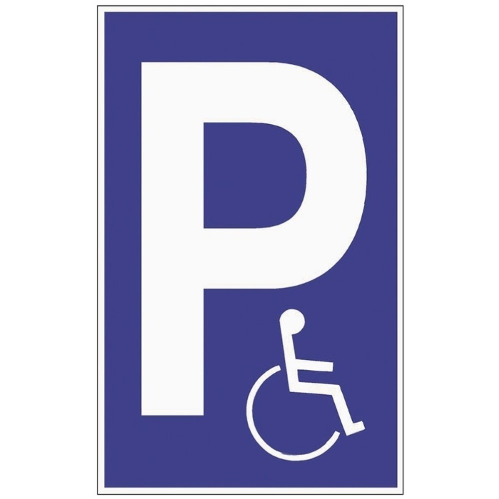 Illustration du produit: Panneau de signalisation pour parking, L250xl400 mm, stationnement pour personnes handicapées, plastique bleu / blanc
